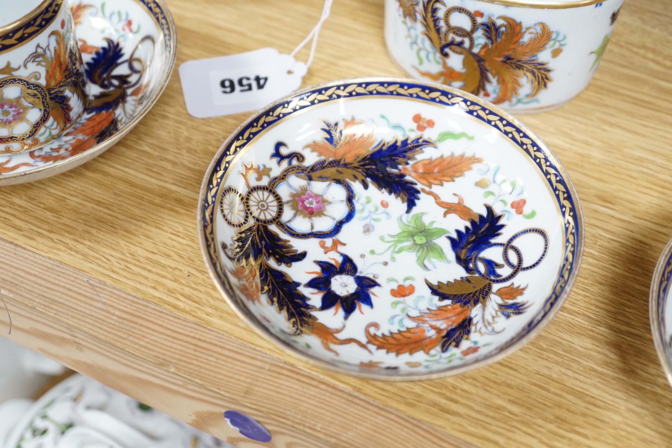 An English porcelain Imari pattern part coffee set, c.1800-10, possibly Spode, pattern no. 490